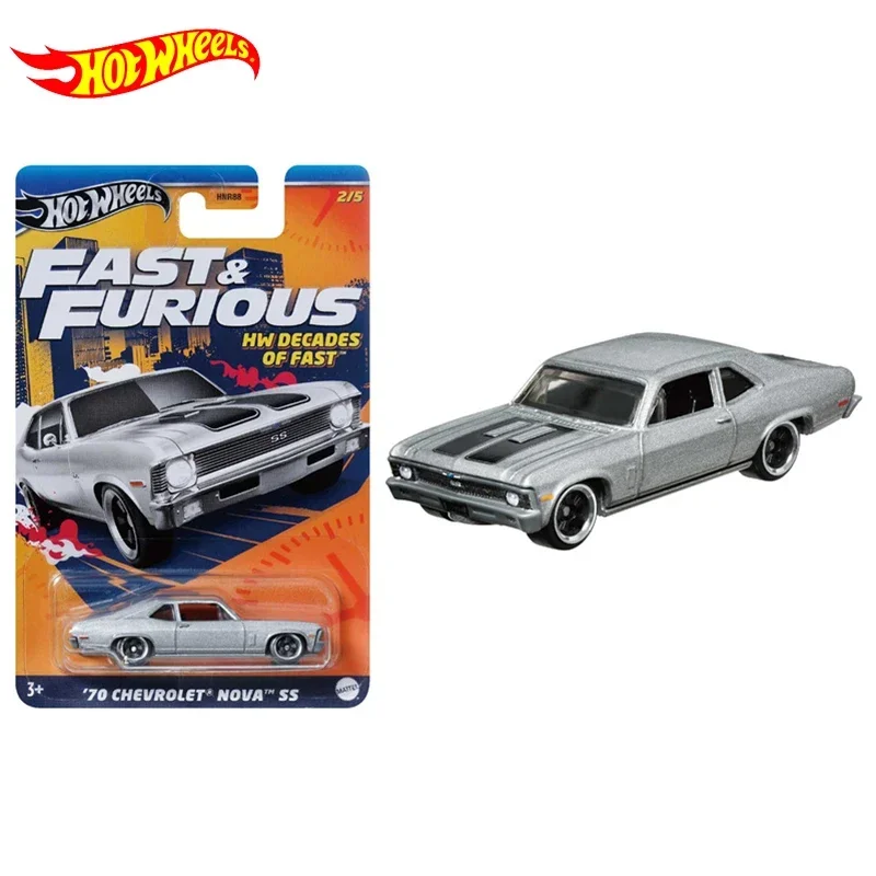 Original Hot Wheels HNR88 Car 1/64 Diecast Fast&Furious HW Decades of Fast 70 Chevrolet Nova Ss Vehicle Model Toys for Boys Gift