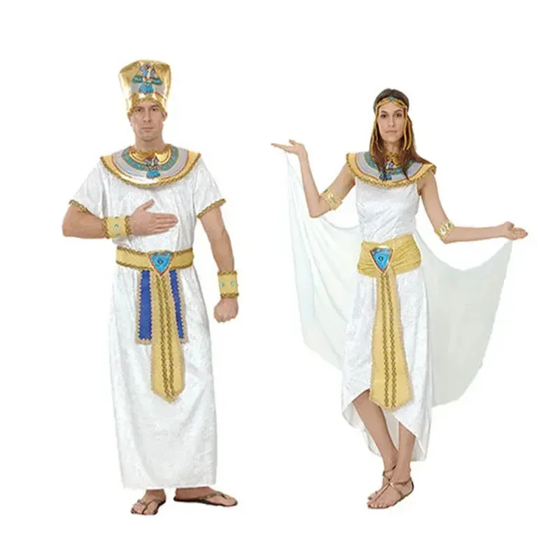 Egypt Nile Pharaoh Cleopatra Costume for Women Men Boys Girls Family Halloween New Year Party Fancy Dress