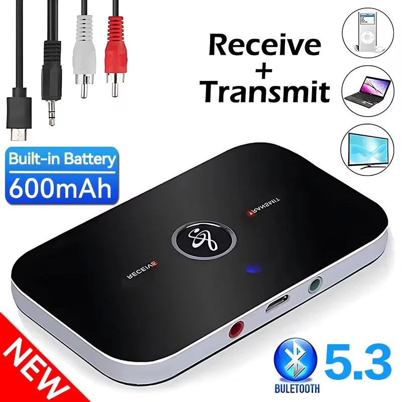 Ricevitore trasmettitore Audio Bluetooth 5.3 aggiornato RCA Jack AUX da 3.5mm Dongle USB adattatore Wireless per musica per cuffie TV per PC per auto