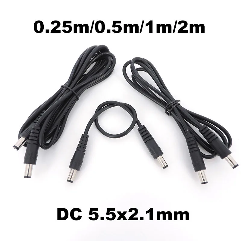 0.5m/1M/2M 12V DC Male To Male plug Power supply M/M Connector Extension cable Plug 5.5mmx2.1mm CCTV camera Adapter Cord 22awg t