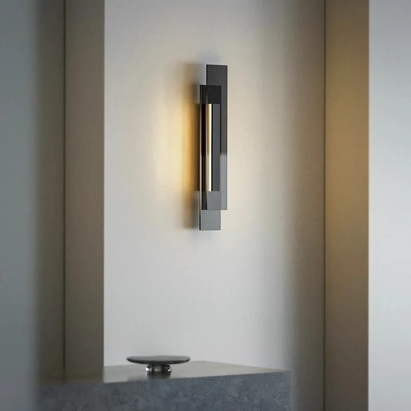 Wall lamp bedroom bedside modern light and shadow art glass aisle living room background wall