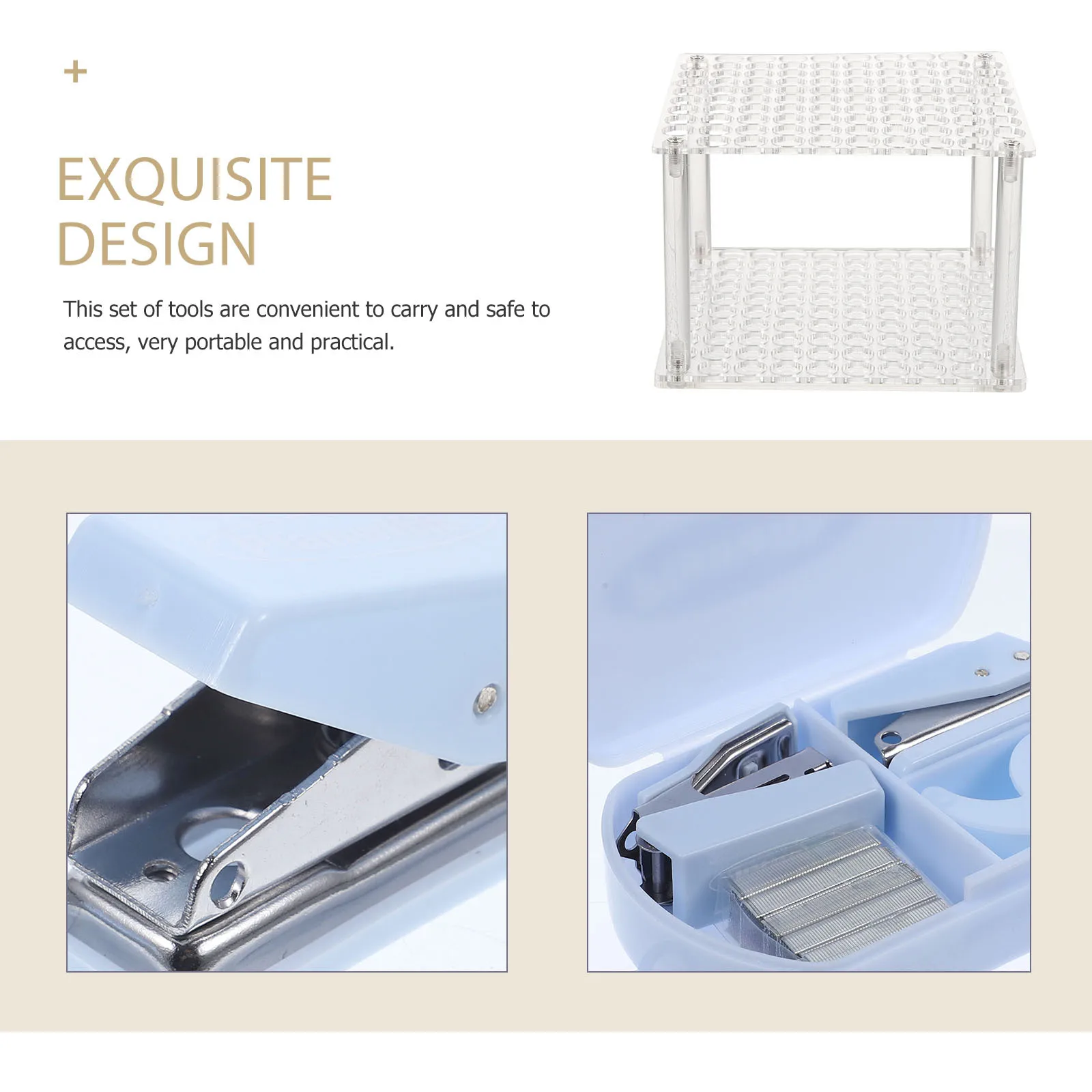 

1Set Hand Account Tool Kit Mini Tape Dispenser Cutter Scrapbooking Craft Supplies Portable Office Stapler Mini Tape Dispenser