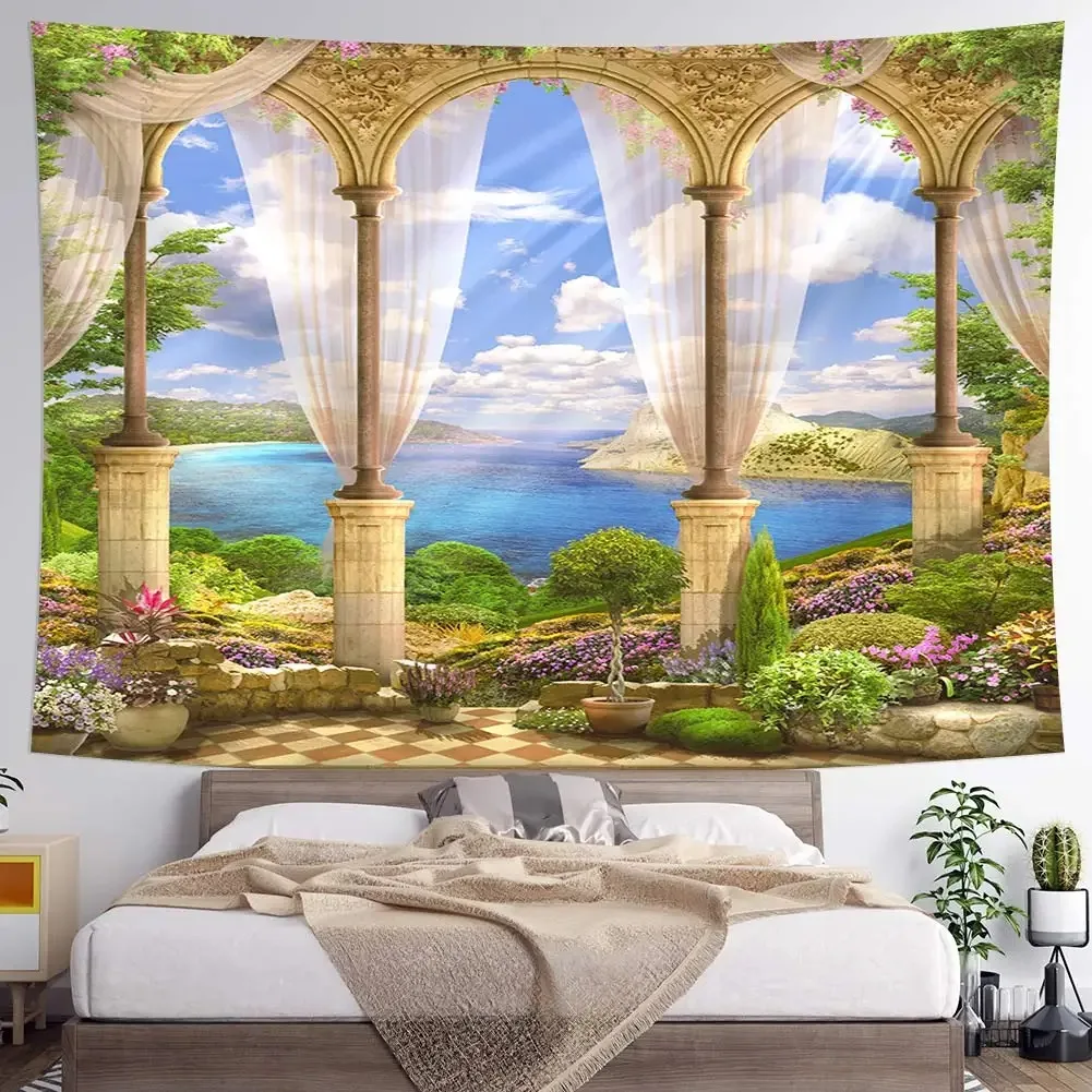 Beautiful garden flowers home decoration hanging cloth living room printed background cloth room dormitory wall tapestry