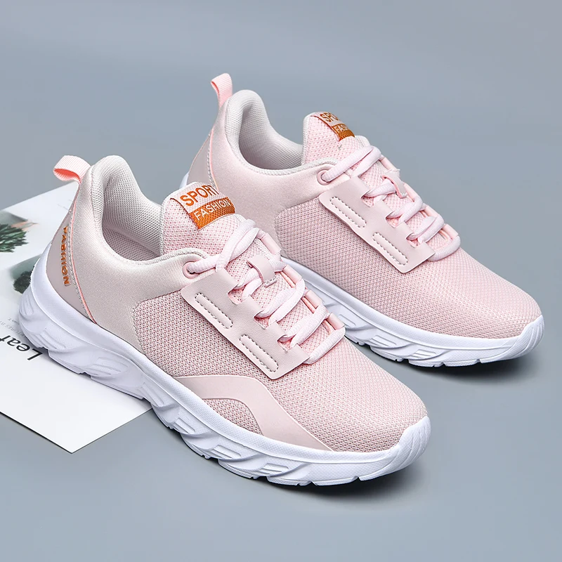 Zapatillas de deporte vulcanizadas para mujer, zapatos planos informales de malla ligera, transpirables, para correr, Primavera, 2021