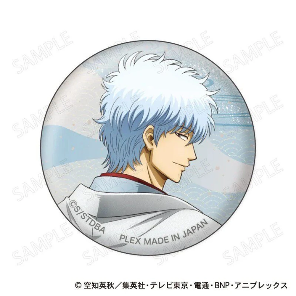 58mm Anime Gintama Hijikata Toushirou Kamui Katsura Kotarou Cosplay COSTUME Badge Pin SPTE Tinplate Brooch Prop Gilf﻿
