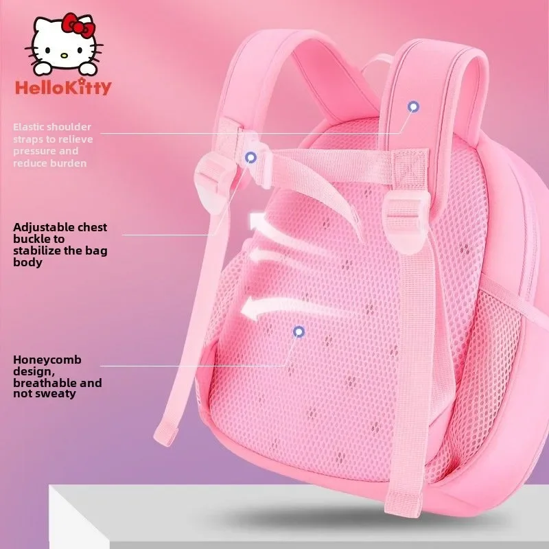 Miniso mochila anti-perda para meninas crianças rosa hello kitty bolsa escolar infantil tamanho mini com designer de luxo kawaii portátil