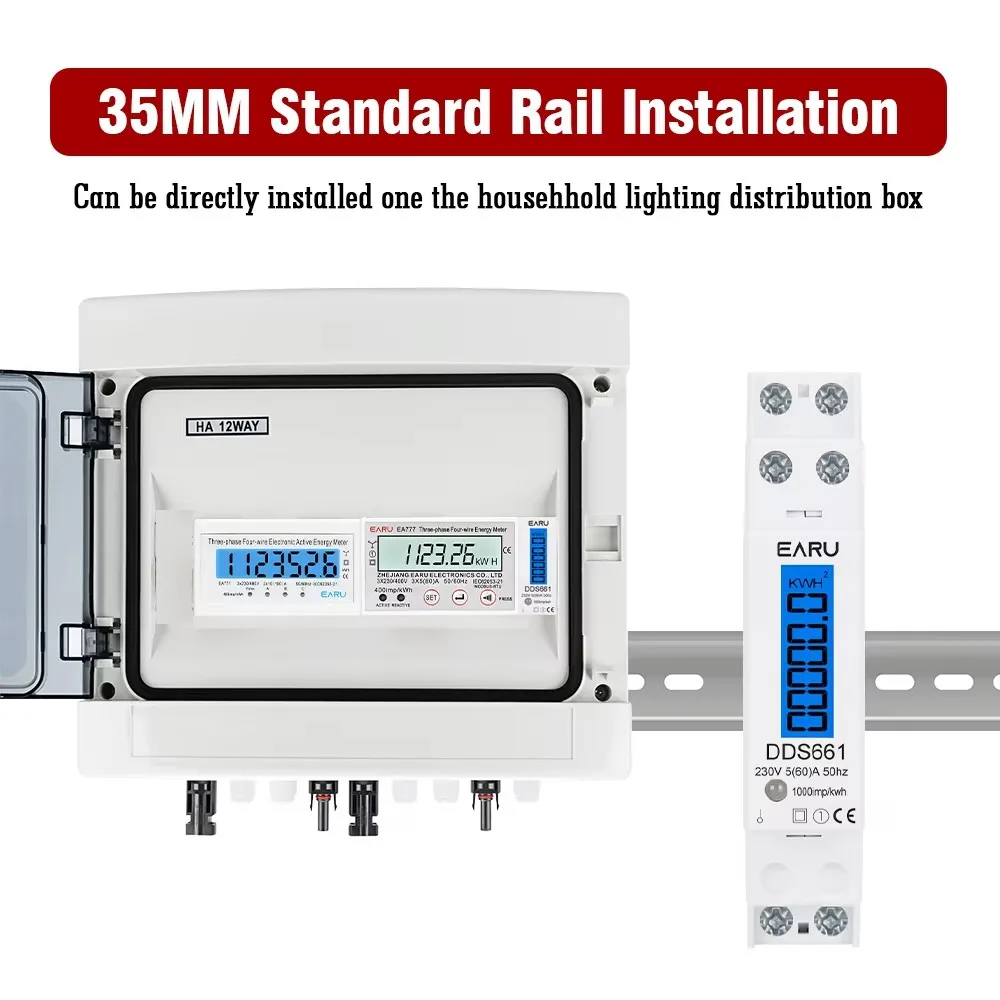 Single Phase Backlight Wattmeter Power LCD Digital Display Consumption Meter KWh 60A 110V 230VAC 50Hz Watt Din Rail Energy Meter