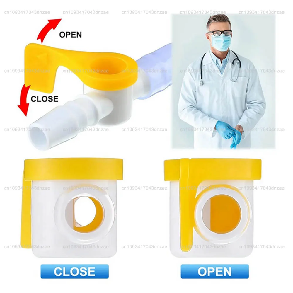 1/3/5/10/15 Pack Catheter Valve Sterile Single-Use Urine Drainage Catheter Bag Valves with Smooth Edges and Silicone Tubing
