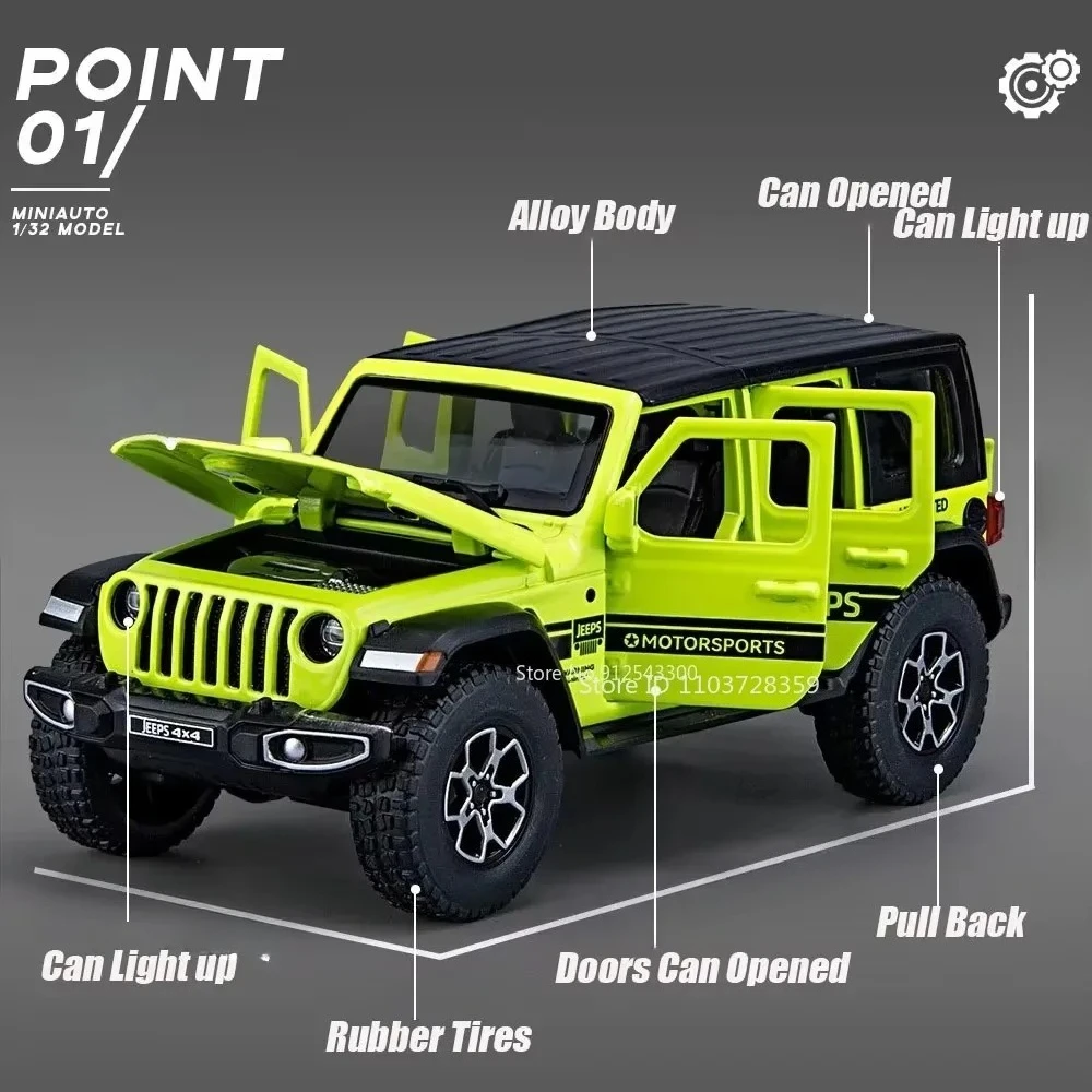 รถของเล่นโมเดลรถจี๊ปแรงเลอร์ รุ่นรูบิคอน ปี 1941 อัลลอยด์ ไดแคสต์ รถออฟโรด มีเสียง มีไฟ ประตูเปิดได้ แบบดึงหลัง ของเล่นเด็กผู้ชาย