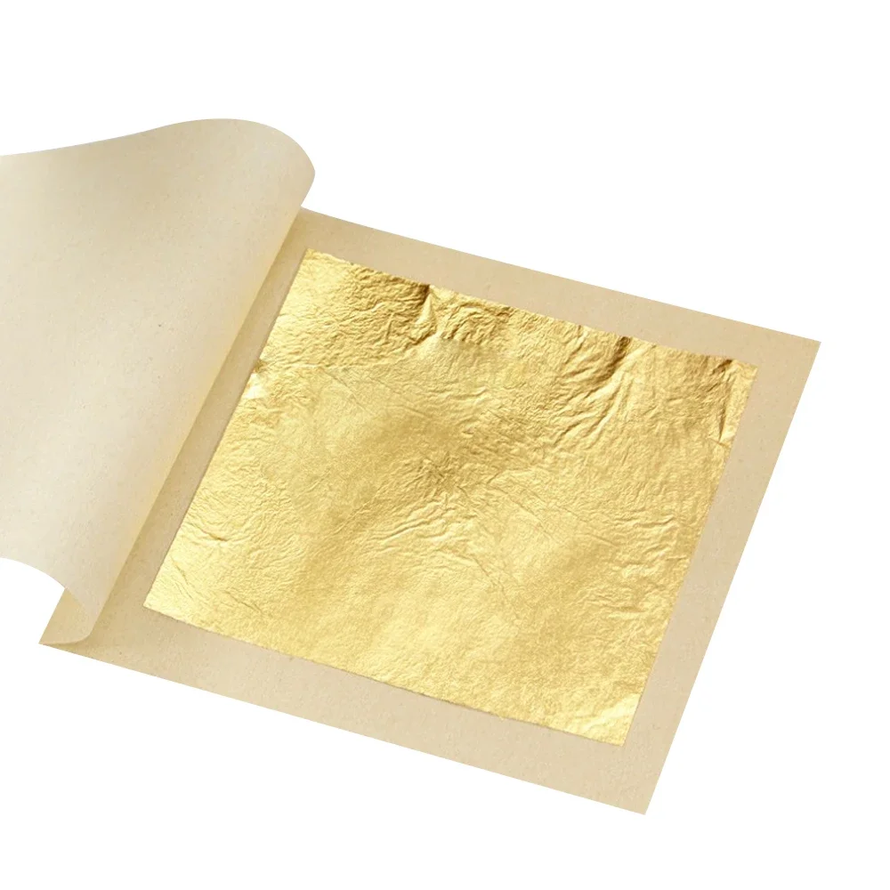 

Real Gold Leaf Sheets for Food and Cake Decoration, Real Gold Foil, Gilding, DIY Painting, Arts and Crafts, 100PCs, 24K