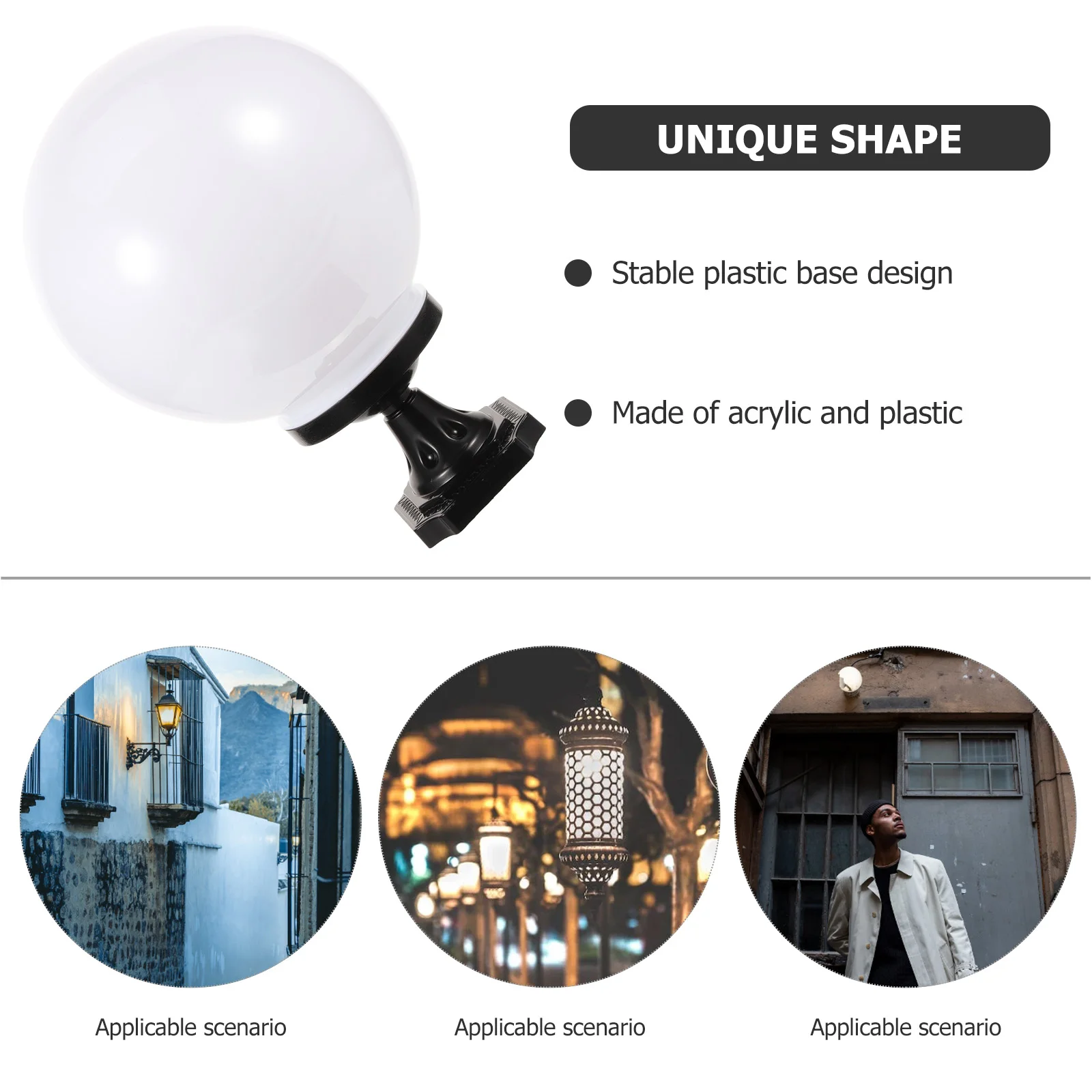 1 مجموعة الكرة على شكل غطاء مصباح غطاء خفيف في الهواء الطلق لحديقة ساحة فناء آخر ضوء الاكريليك غلوب استبدال مصباح الشارع