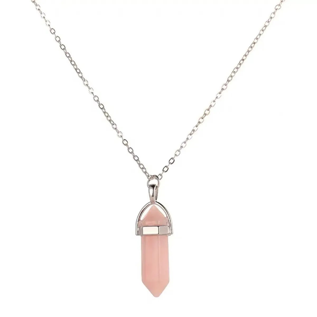 3pcs Rose Quartz Necklaces Pendants Set For Spiritual Energy Witchcraft Reiki, Holiday Gift, Birthday Gift image 5