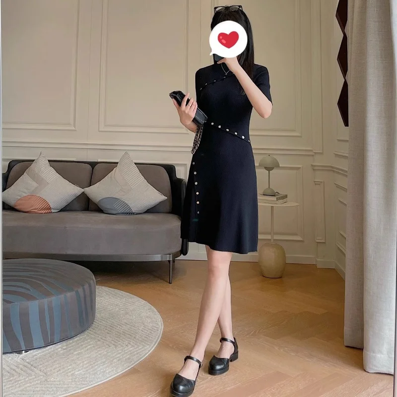 

Осенний пуловер 2025 года с круглым вырезом, однотонное трикотажное платье тонкого кроя и нестандартного дизайна