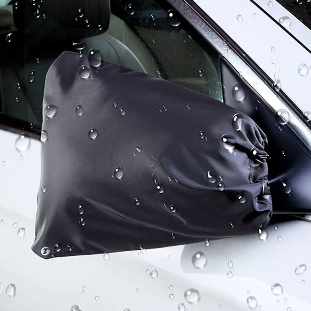 

2Pcs Rearview Mirror Cover Oxford Cloth Snowproof Protector Outdoor Parking Windproof Drawstring Design Rainproof Guard