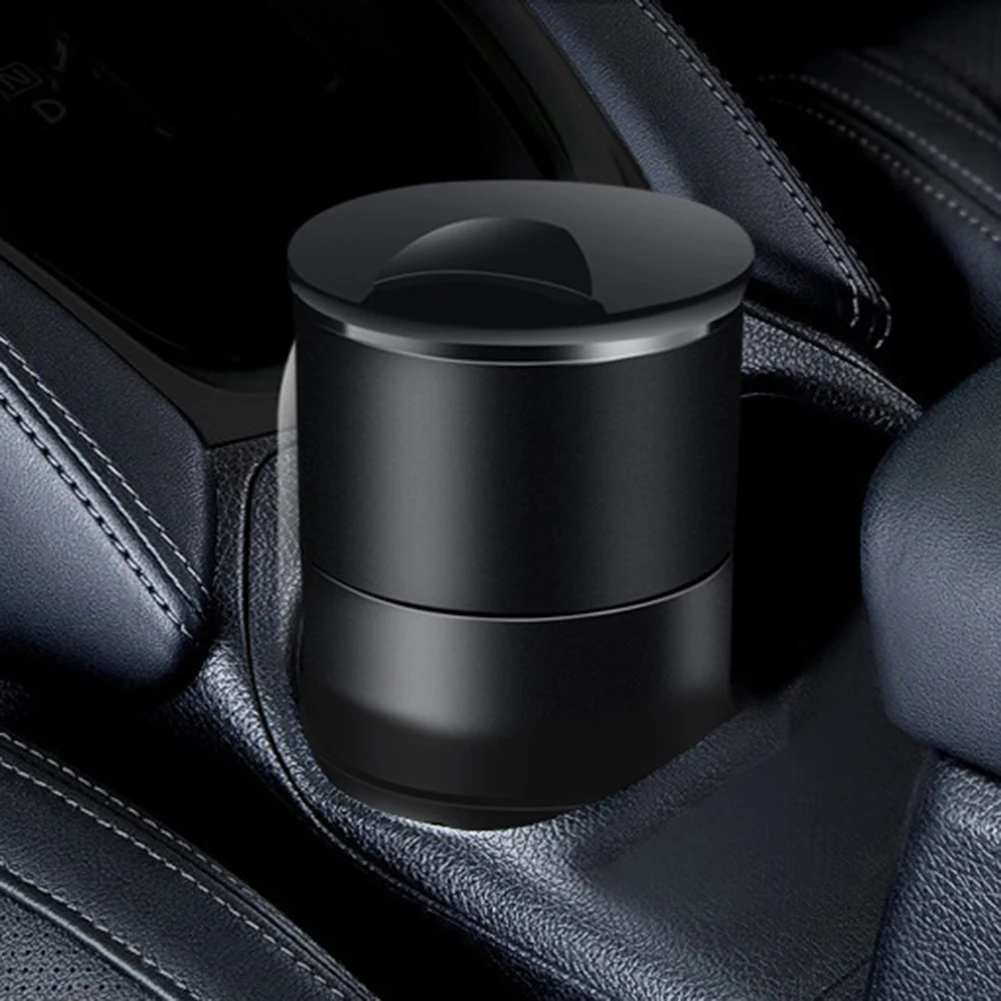 Compact Vehicle Trash Can Featuring Coin Compartment and Ash Tray for Drivers Seeking Functional Interior Solutions