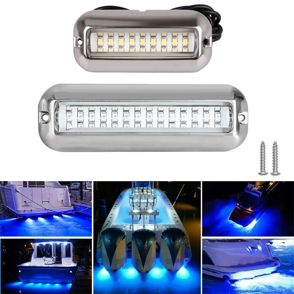 27LED/42LED Yacht Underwater Light Car Light 12V 24V Marine Navigation Light Stainless Steel Waterproof Marine Boat Lamp