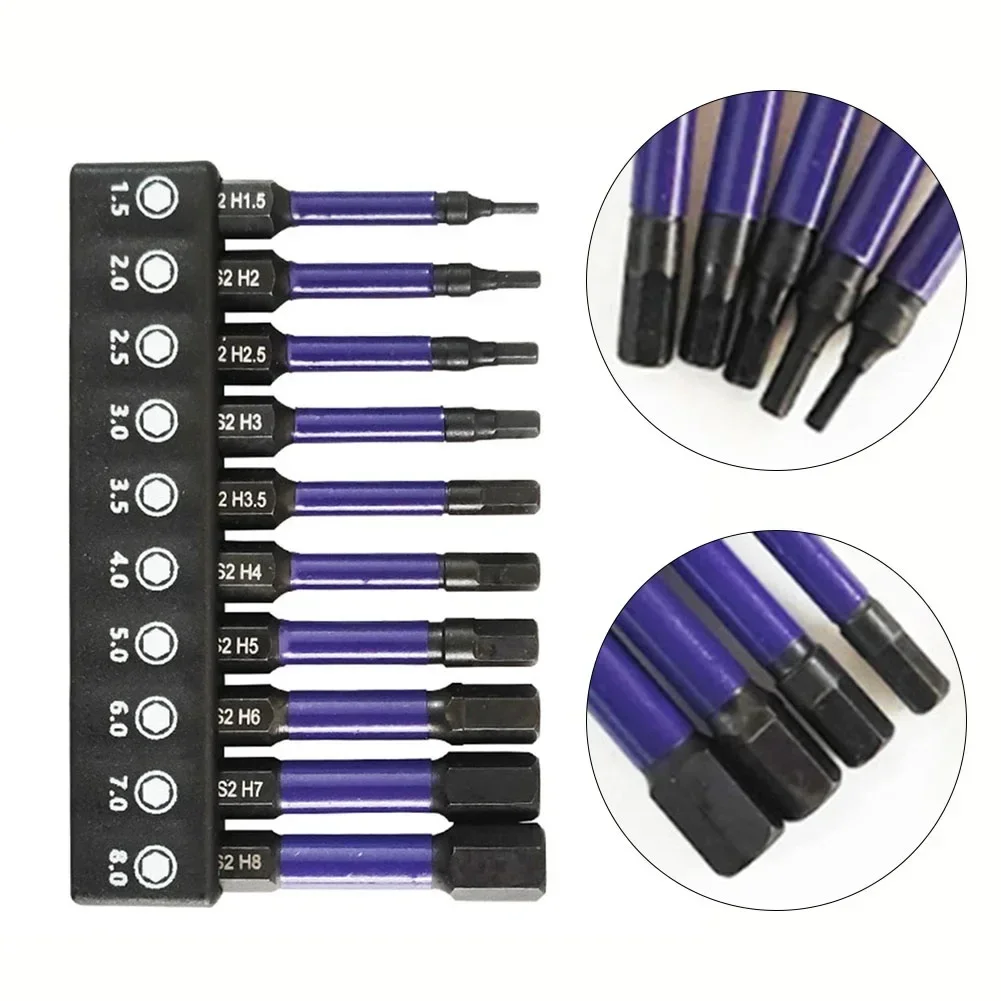 10Pcs Magnetic Hex Head Screwdriver Bit Set 1/4 Shank Quick Change I/mpact Drill Screw Driver Bit H1.5-H6 For Hand Tool