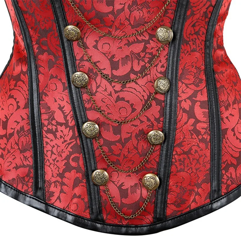 Steampunk Sexy High Collar Vintage Black Red Corset Women Burlesque Gothic Bodice Faux Leather Corset frenulum Bustiers Tops