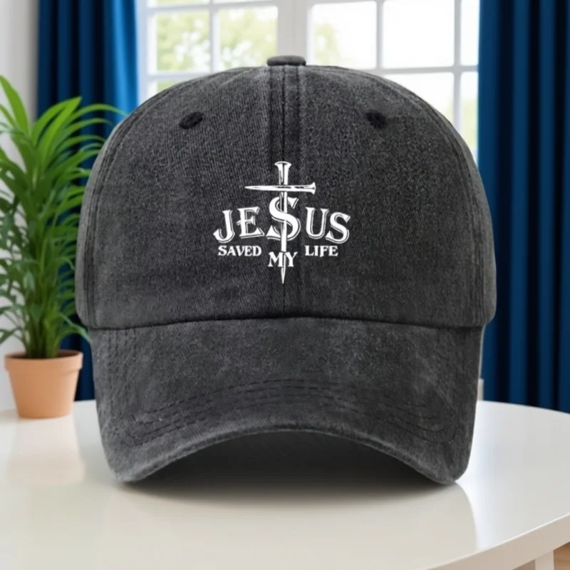 

Unisex JESUS Sword Soft Top Baseball Cap, Vintage Men's and Women's Fashion Outdoor Hat with Adjustable Brim for Sports, Fishing