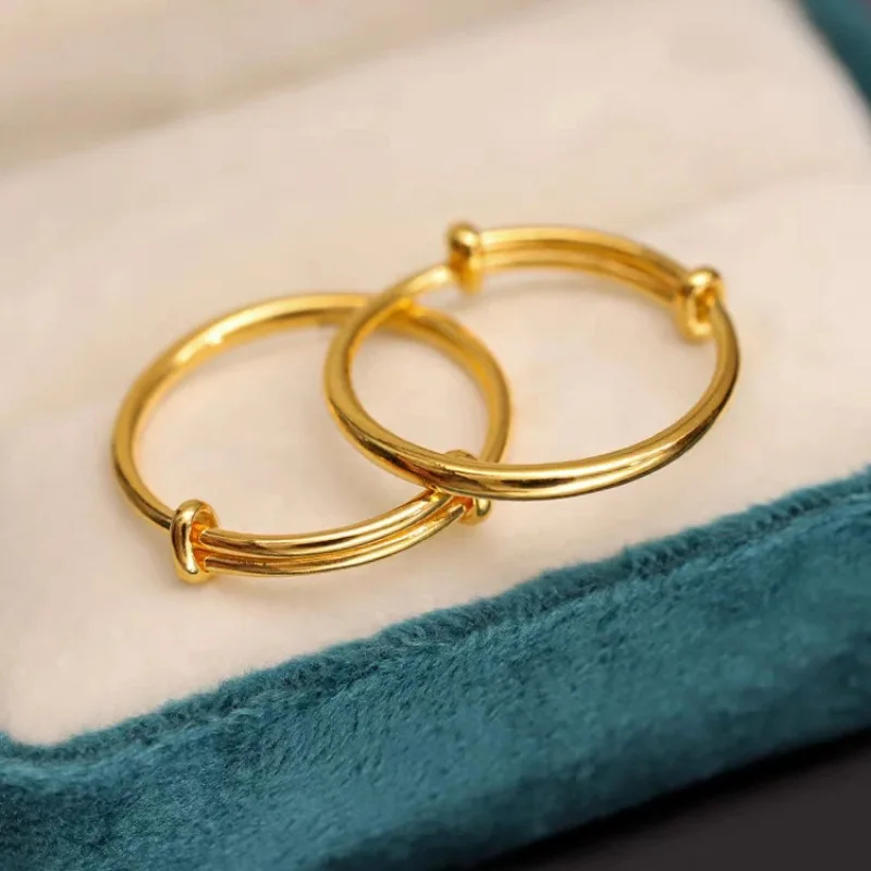 Real 18K Gold Ring for Woman Push Pull Ring Luxury Quality Fine Jewelry AU750 Ring Party Gift