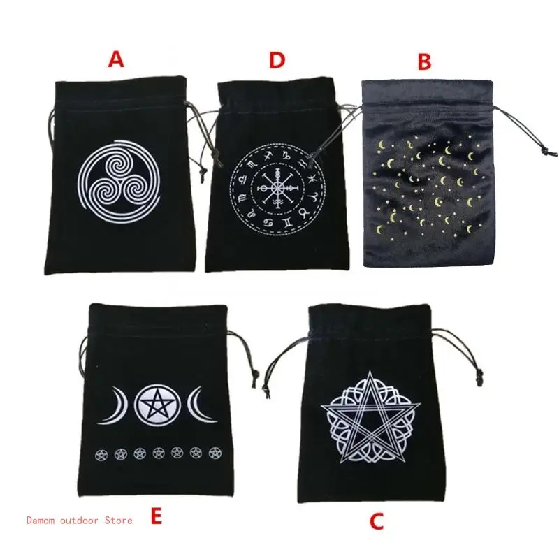 Pendulum Ramalan Taplak Meja Kartu Pad Rune Altar Taplak Meja Papan Permainan Serut Flanel Tas Tarot Kantong Penyimpanan