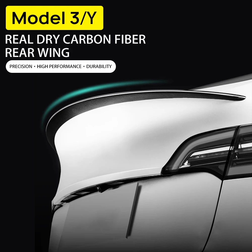 Car Trunk Lip Spoiler Wing Sport Stripe For Tesla Model 3 2016-2023 2024 Model Y Real Carbon Fiber Decor Auto Tuning Accessories