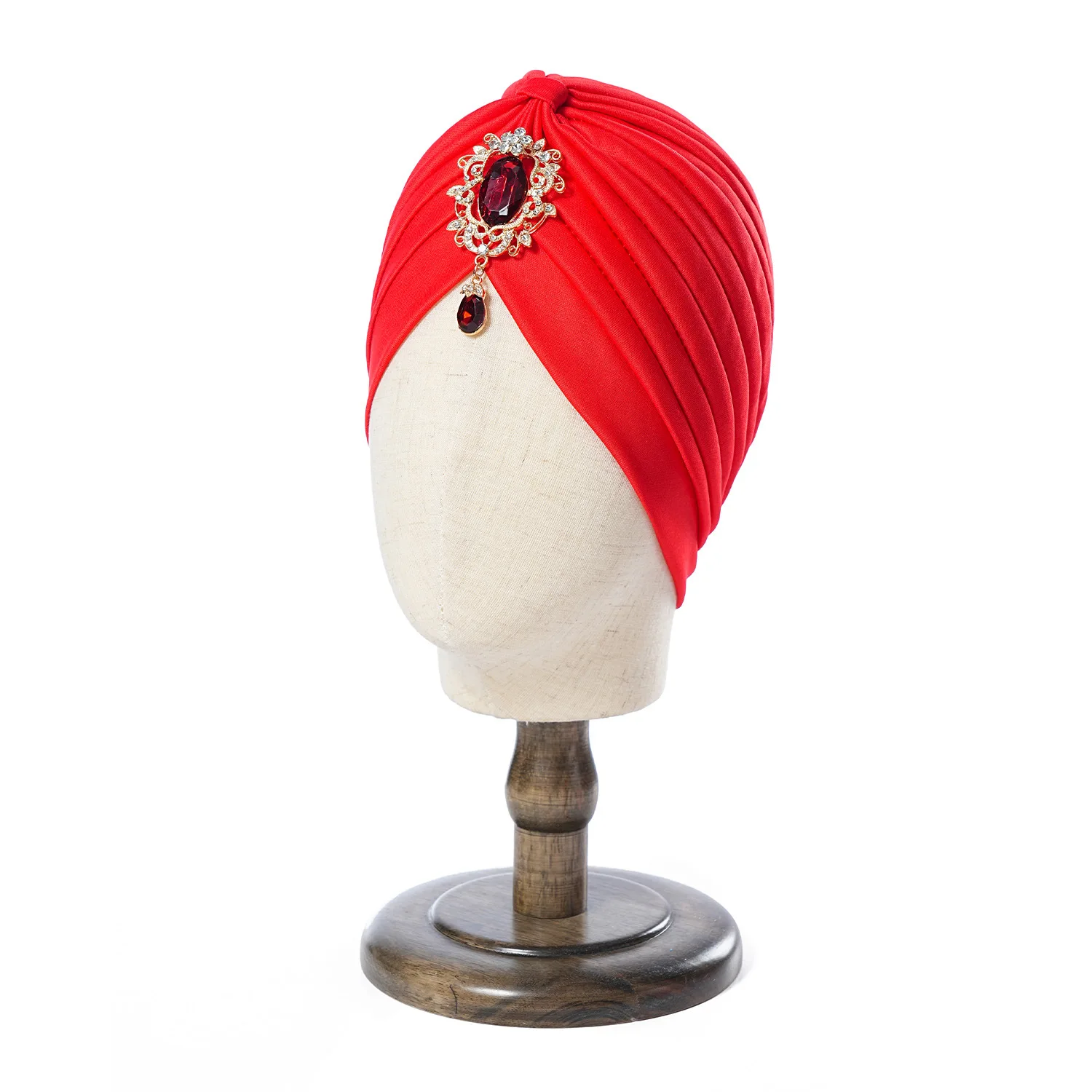 Muslimische Mode Frauen Elastische Legierung Bohrer Twist Knoten Hut Chemo Kappe Krebs Hut Islamischen Femme Kopftuch Indischen Hut Stirnband Turban – Detail 8