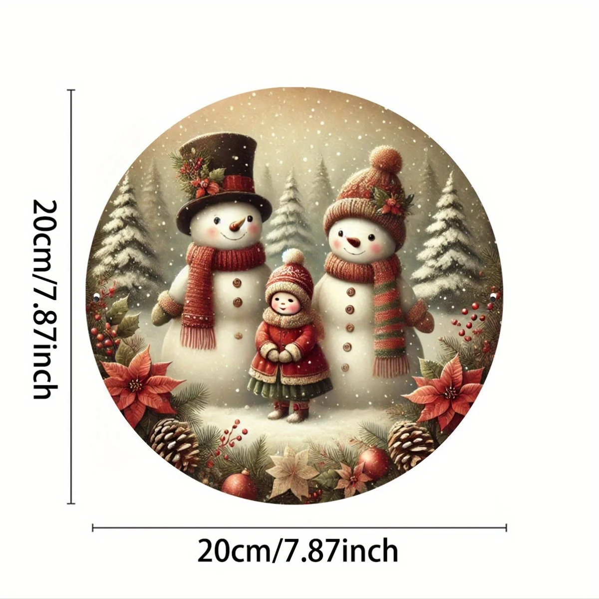 1PC Christmas Snowman Celebration Themed Aluminum Sign, 2D Flat Printed Iron Plate for Door, Wall, Home, Room, Farmhouse