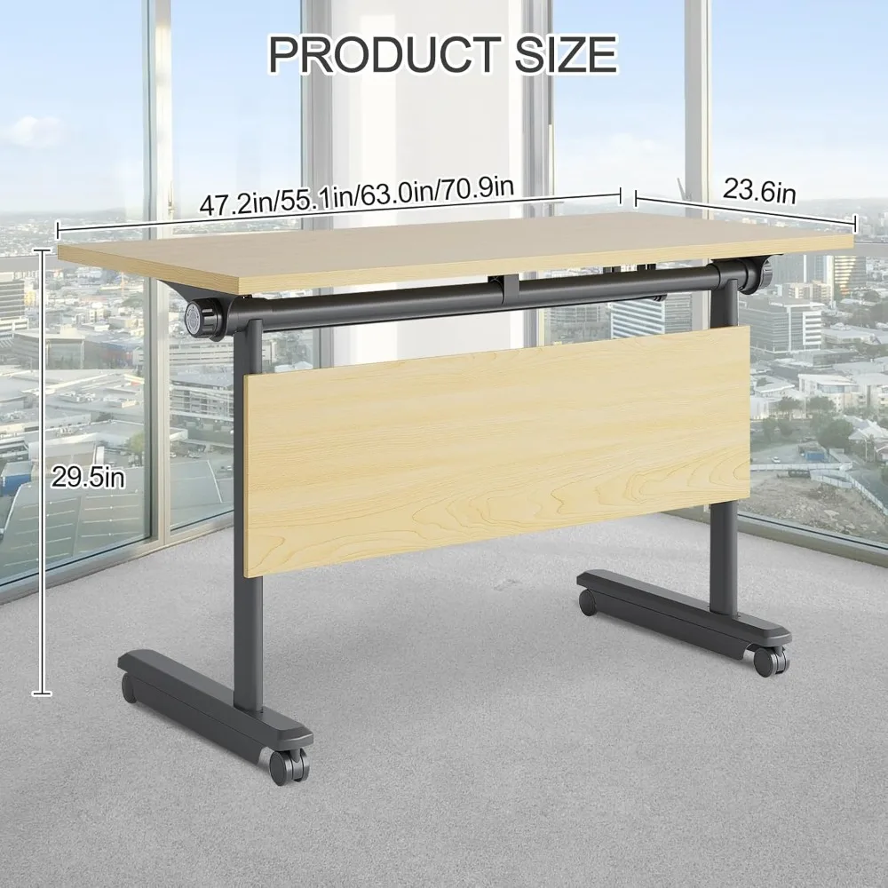 Conference Table, Folding Conference Room Tables, Large Flip-Top Design Mobile Seminars Meetings Tables