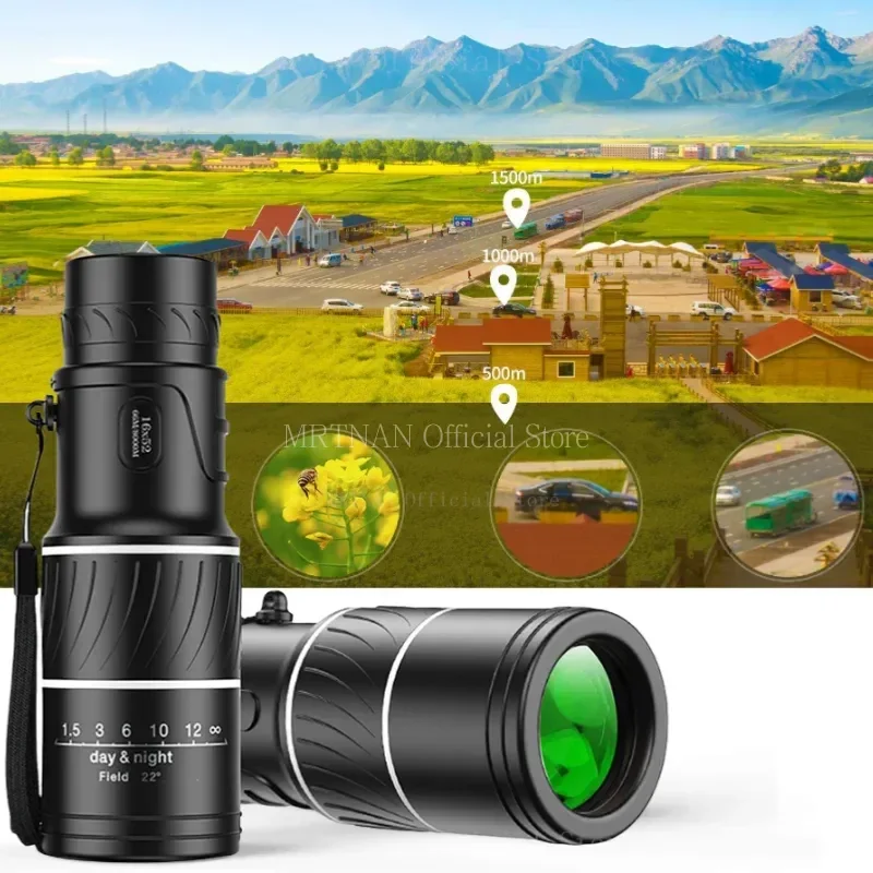 16x52 High Power Hd Monocular Telescope Long Range Zoom Bak4 Prism with Tripod Phone Clip for Outdoor Camping Hunting Scope