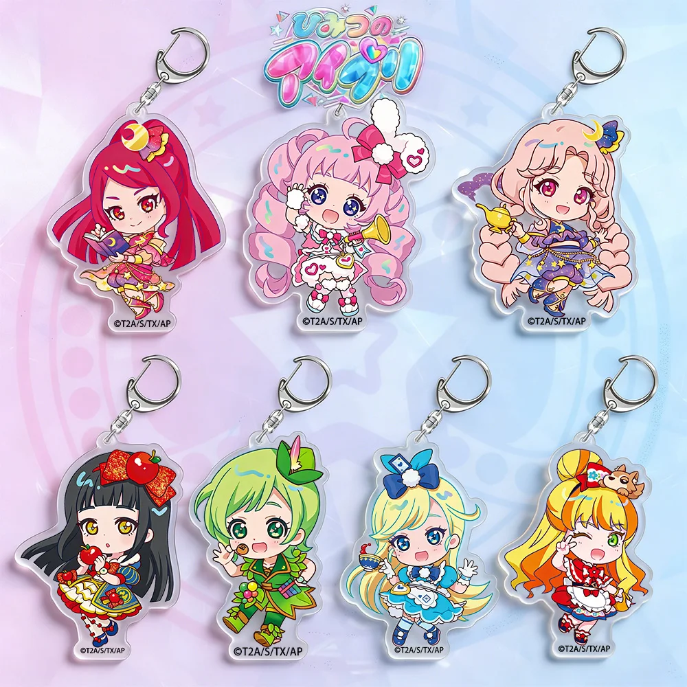 Himitsu no AiPri Himari Aozora Rinrin Shinomiya Airi Mitsuba Tamaki Nikaido Ring Clover Julia Igarashi Chibi Acrylic keychain