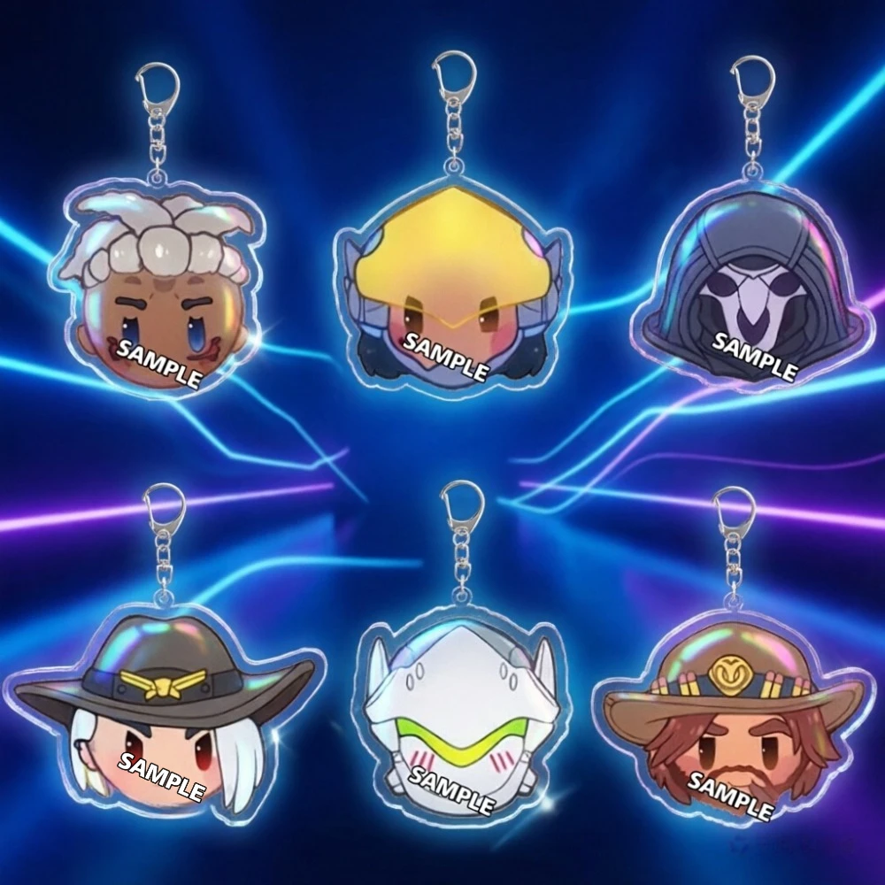Chaveiro de Acrílico para Overwatch: Ashe, Pharah, Reaper, Genji, Cole - Acessório de Mochila e Presente Exquisito para Festivais
