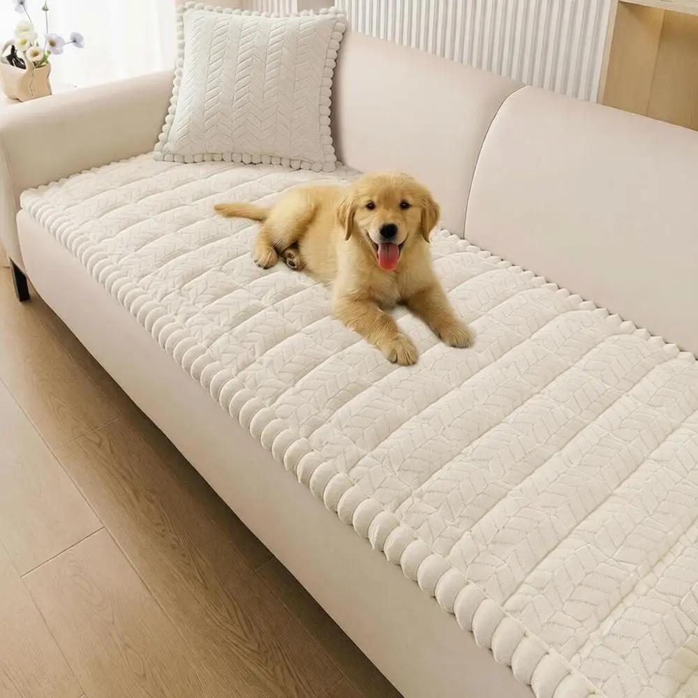 

Non Slip Couch Covers, Pet Friendly, Furniture Protector, Washable, Beige, 27.6 x 82.7