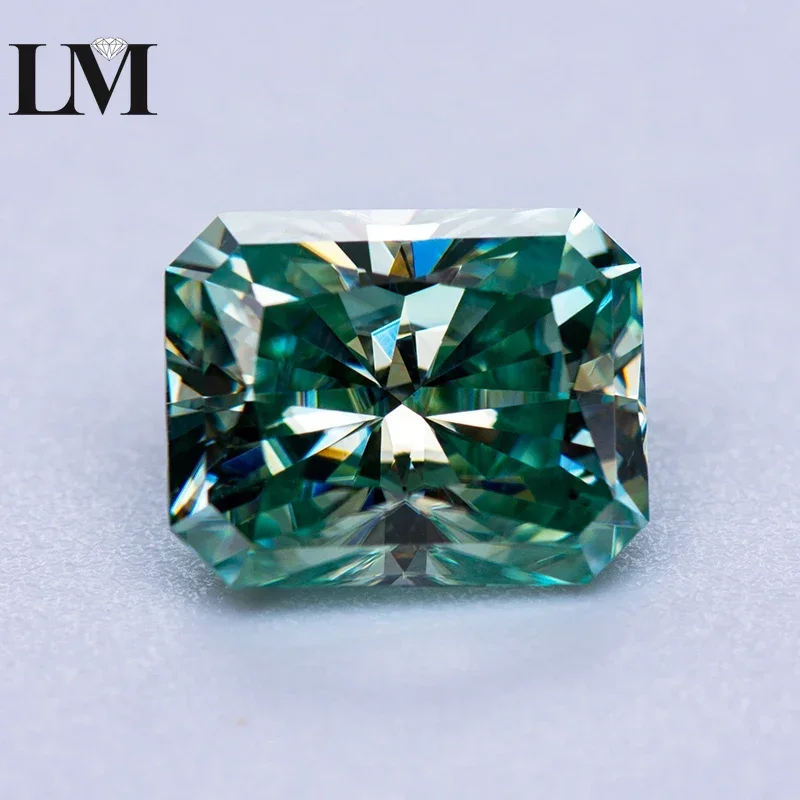 Moissanite Stone Radiant Cut Yellow Green Color Lab Grown Gemstone For Charms Diy Jewelry Making Materials With GRA Certificate