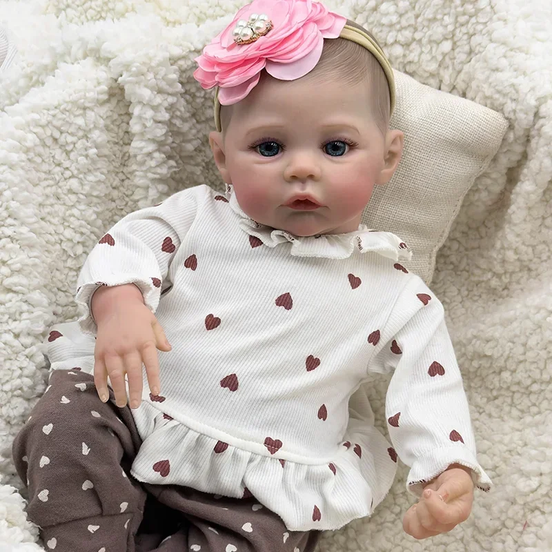 19inch Already Finished Reborn Baby Doll Awake Meadow Soft Vinyl Newborn Baby Girls Hand Details Painted 3D Skin Muñecas Reborn