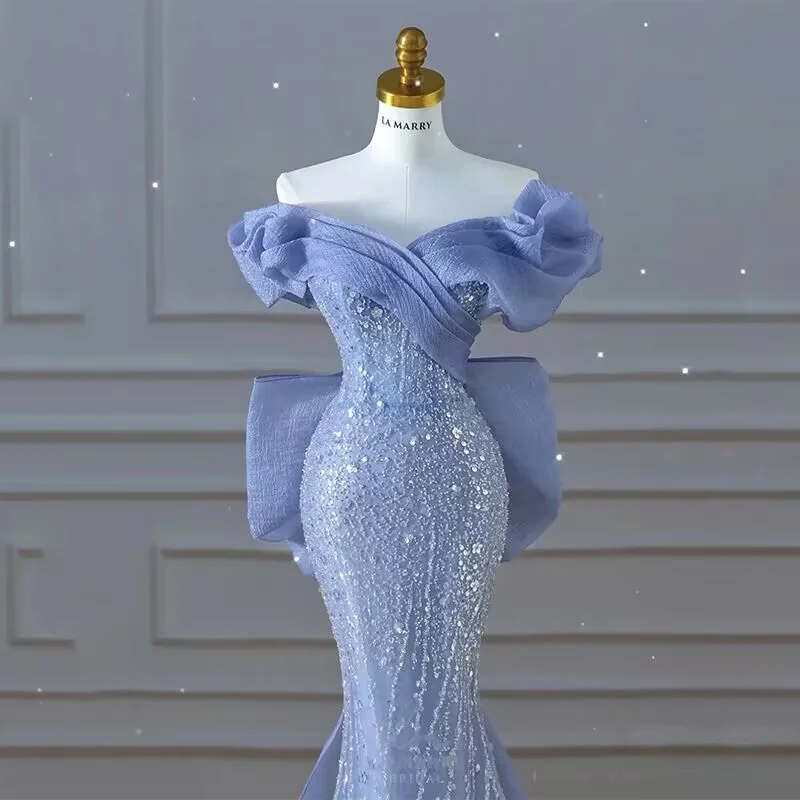 MULONG Hill Dubai Arabia sky Blue Dresses For Prom Mermaid Long Luxury Evening Dresses Gowns 2023 For Women Wedding Party