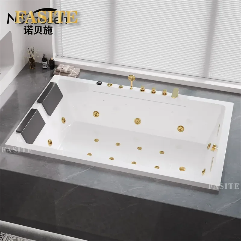 For Home Hotel Embedded Double Acrylic Massage Bathtub Large Space Thermostatic Soaking Tub