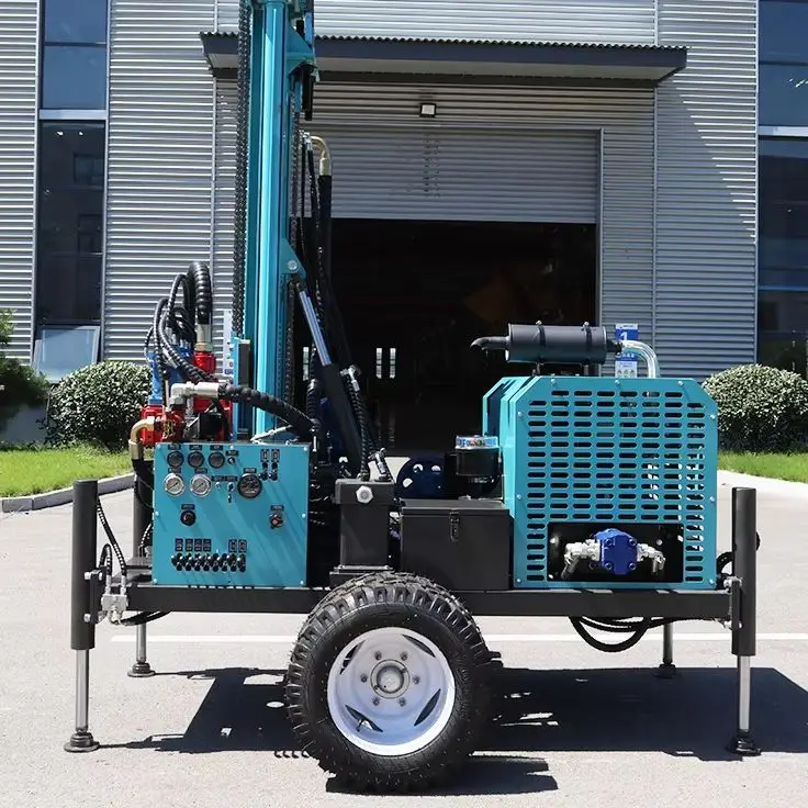 Customized Premium Portable 300M Well Drilling Rig Diesel Hydraulic Wheel-Type High Precision Hot Sale