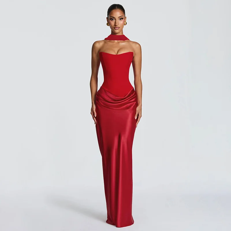 2026 Sommer Neues Elegantes Ärmelloses Figurbetontes Kleid für Damen mit Bandverzierung Formelles Bodycon-Kleid – Detail 33