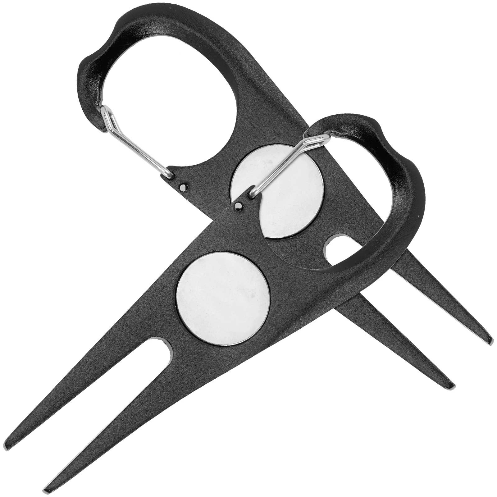 

2pcs Golf Divot Repair Tool Portable Metal Fork Marker Durable Compact Lightweight Aluminum Alloy Black Golfs Supplies