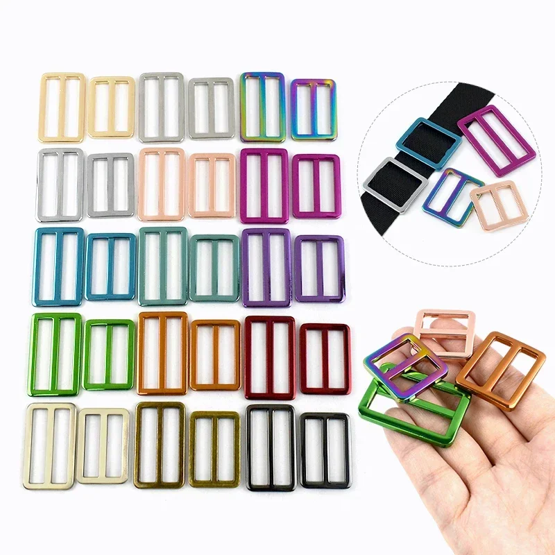 

5/10Pcs 20/25/32/38mm Bag Strap Carabiner Clips Metal Buckles Tri Glide Adjust Slider Ring Belt Buckle Dog Collar Webbing Hook