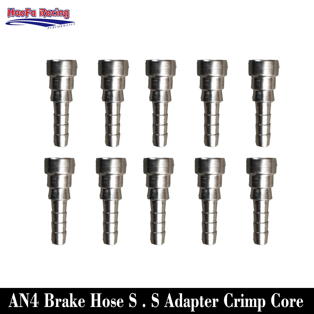 AN4 4AN Motorcycle Ptfe Brake Hose Crimp Core Fitting Stainless Steel Crimp Core External Thread Male Adapter