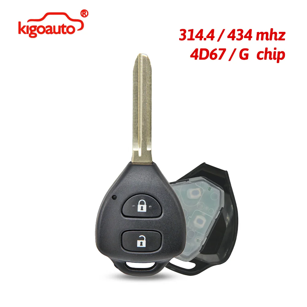 

Ключ-пульт kigoauto Tokai Rika B41TH 314.3Mhz, 2 кнопки, TOY43 B41TA/B42TA/B44TA/G01TA, 433Mhz, чип G/4D67 для Toyota HILUX Fortuner