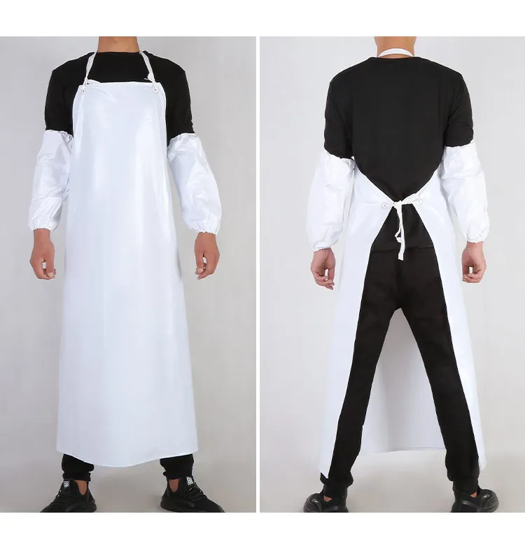 Thickened white apron waterproof oil resistant smock PVC industrial acid and alkali resistant wear-resistant food grade apron