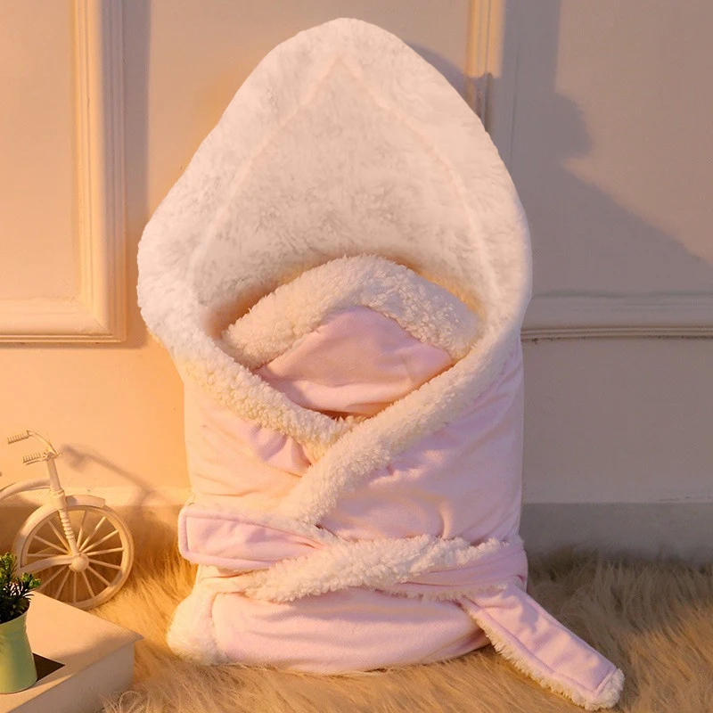 Couverture polaire chaude en velours pour bébé, emmaillotage pour nouveau-né, couverture polaire douce, ensemble de literie solide, couette, lange d'emmaillotage