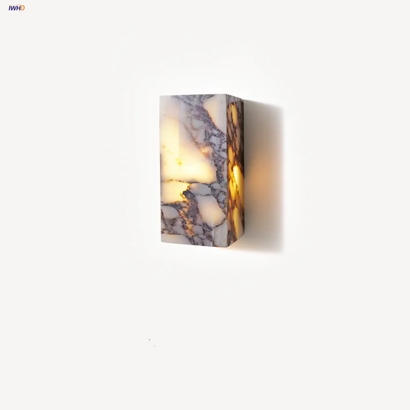 

IWHD Outdoor Waterproof LED Wall Light Fixture Foyer Corridor Vanity Wabi Sabi Rectangle Bulgari Luxury Stone Bedside lamp Lampe