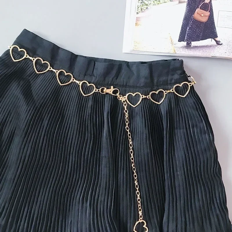 

Women Fashion Heart Shaped Metal Waist Chain Belt Waistband Accessories Love Waistchain Jeans Accessories Versatile INS Style
