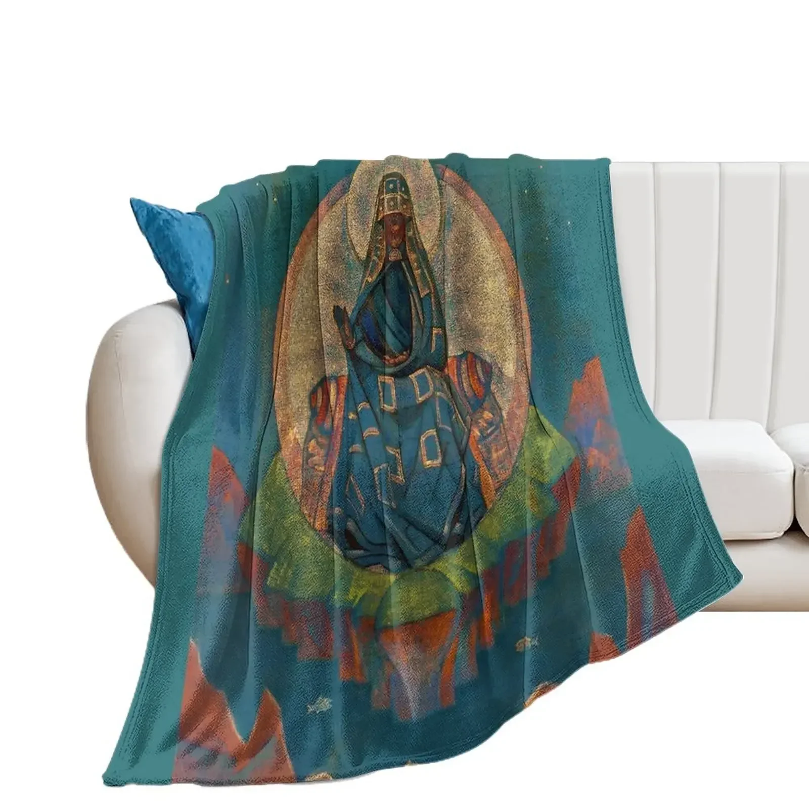 

Nicholas Roerich Mother of the World, 1924 - warmer colours Throw Blanket Hair Vintage Decorative Sofas christmas gifts Blankets