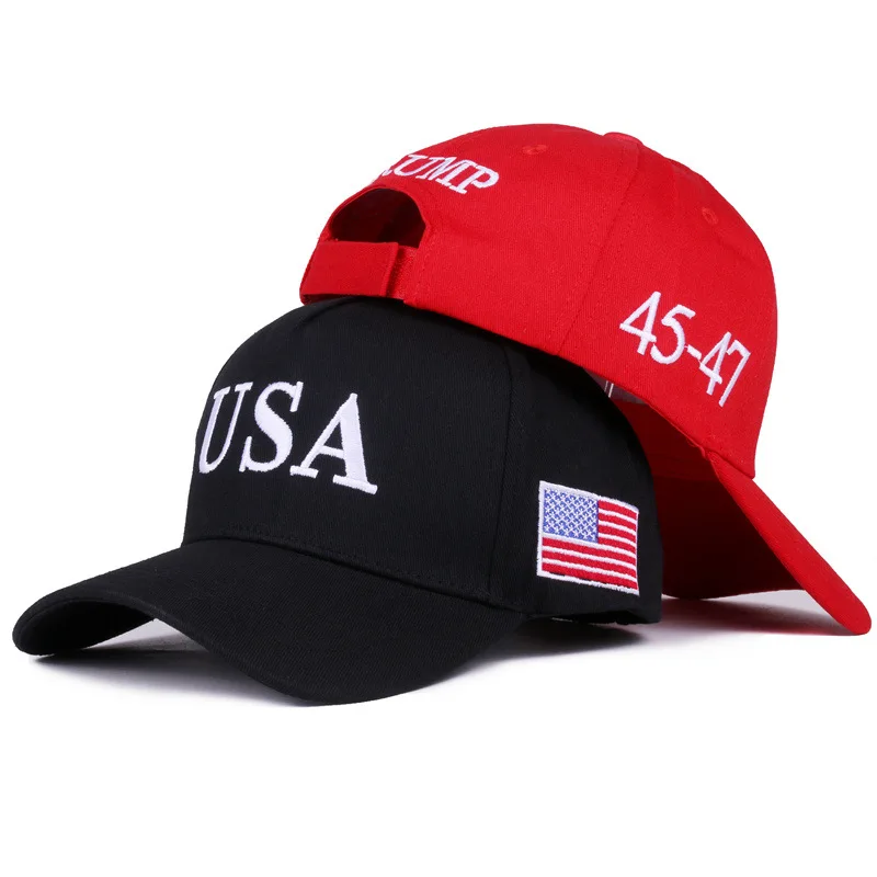 2024 New American Election Hat Letter Embroidered Red Cap American Flag Baseball Cap Party Assembly Hat view 2