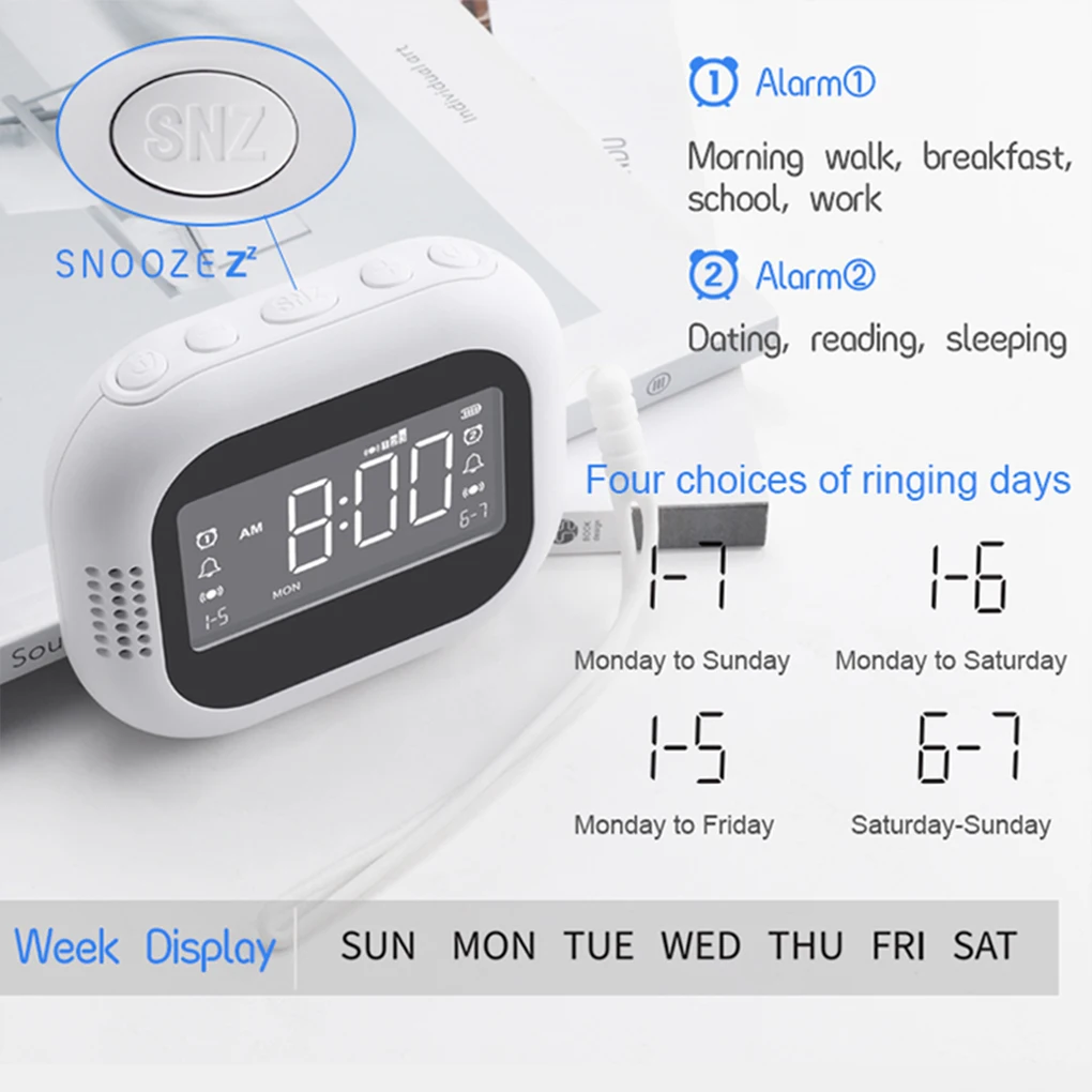 Vibrating Alarm Clock with Bed Shaker Multifunctional for Heavy Sleeper Deaf Hard 2 Hearing Snooze Alarm Clock